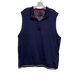 TED BAKER Gala Trim Golf Quarter-zip Vest In Navy Blue size XL